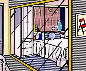 Roy Lichtenstein œuvres - intérieur avec placard à miroirs 1991 Roy Lichtenstein